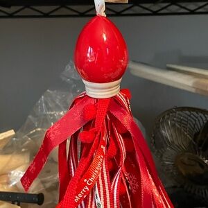 Festive Red Christmas light Ornament with Ribbons